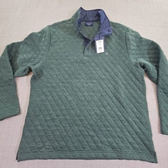 Crown & Ivy Quilted Snap Neck Pullover Top Men's Large Blue Stand-Up Collar NWT - Picture 2 of 13